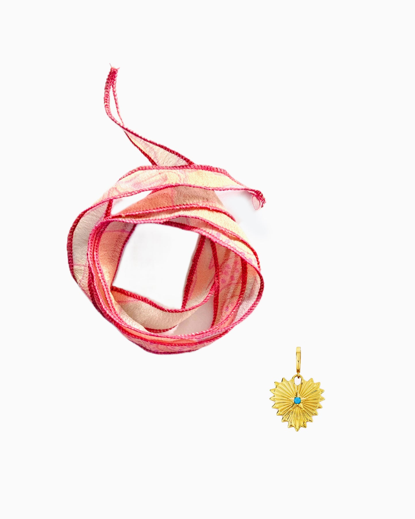 STAR IN MY HEART SILK RIBBON CHARM NECKLACE