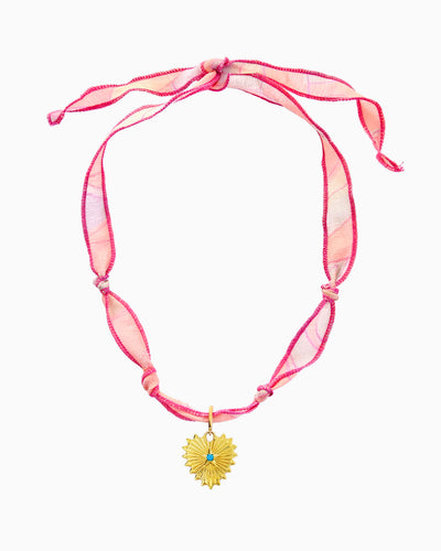 STAR IN MY HEART SILK RIBBON CHARM NECKLACE