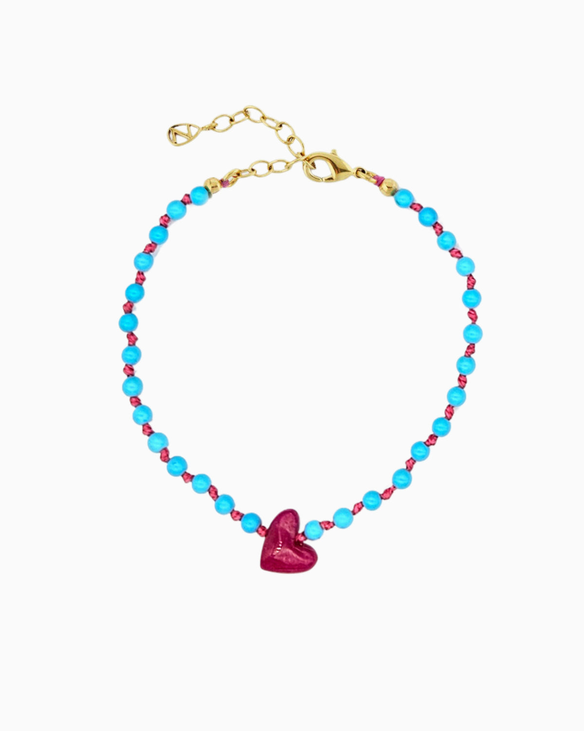  turquoise beaded pink heart bracelet