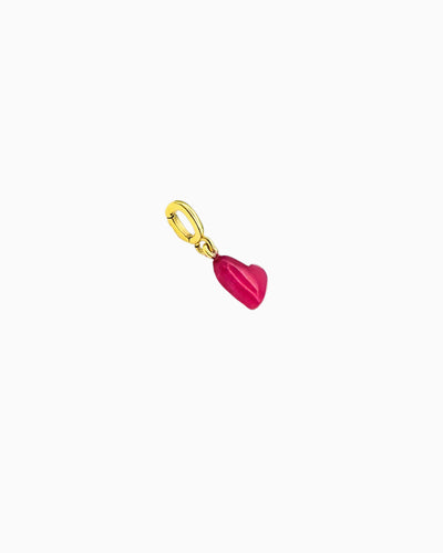pink jade heart clip-on charm in gold finish
