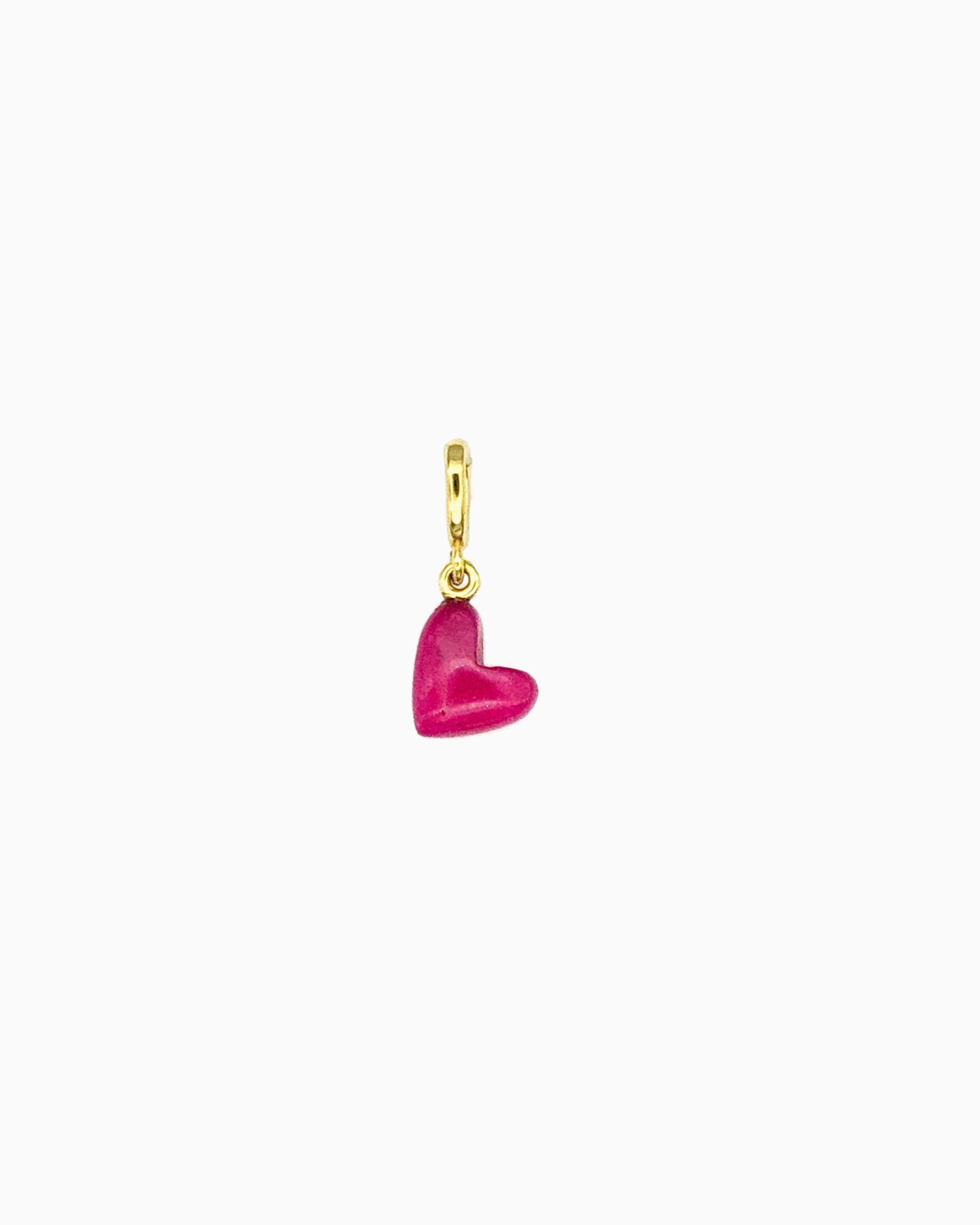 pink jade heart clip-on charm in gold finish