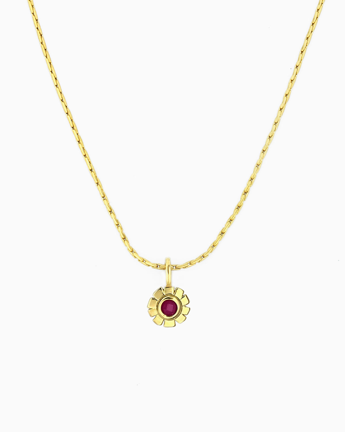 Gold chain necklace with pink jade flower clip-on charm