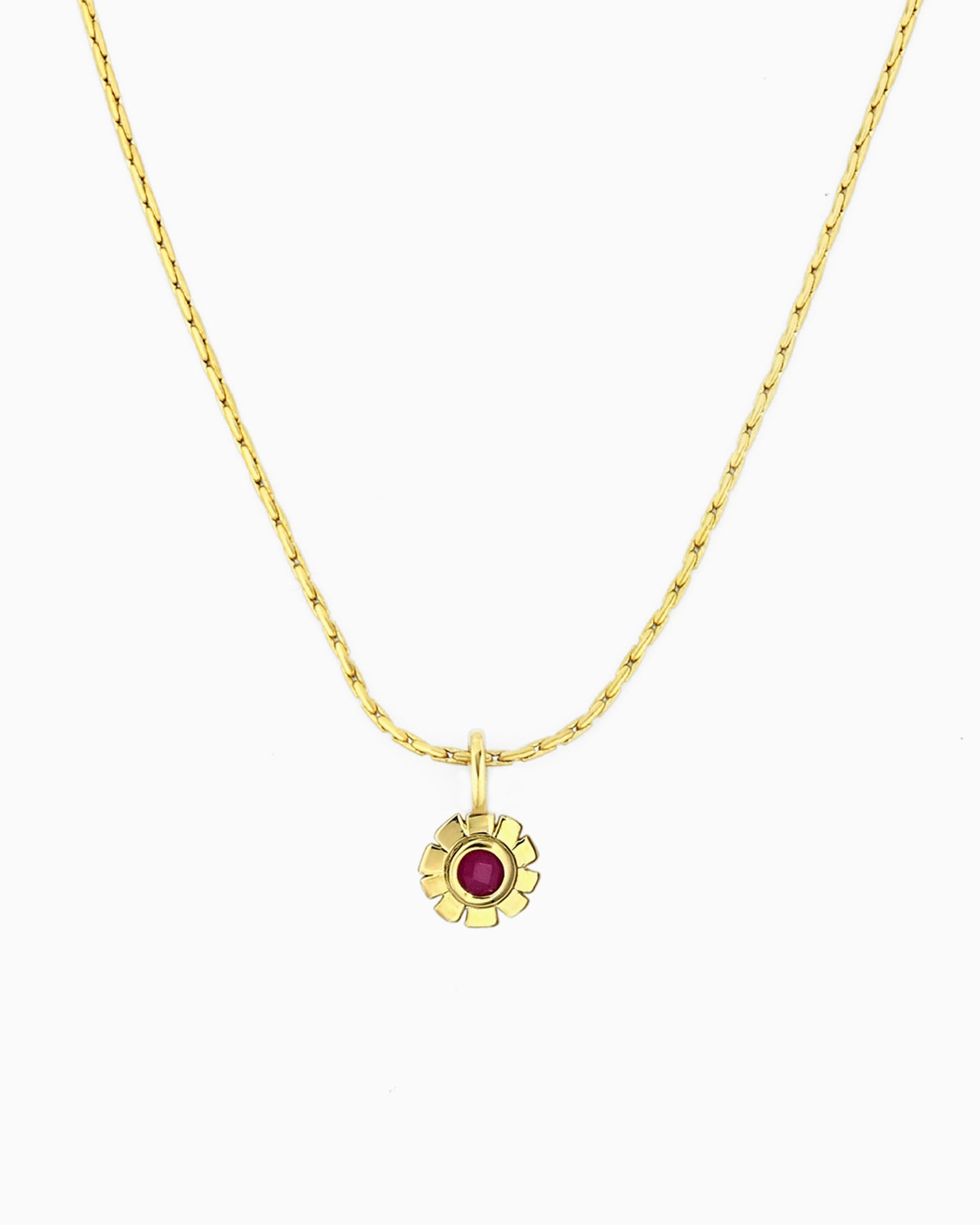 Gold chain necklace with pink jade flower clip-on charm