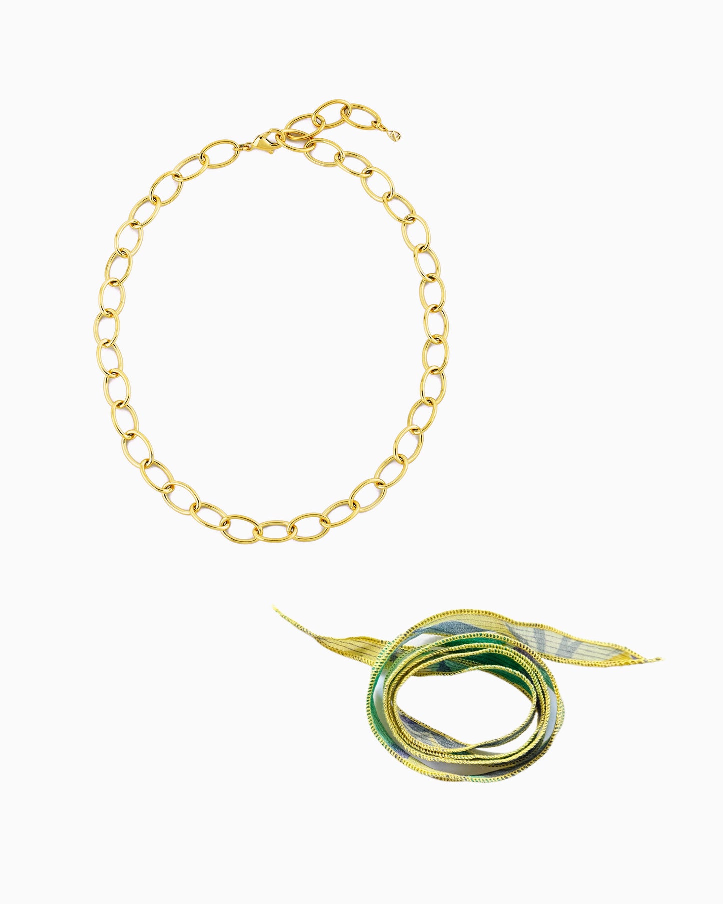 VERDANT SILK RIBBON CHAIN NECKLACE