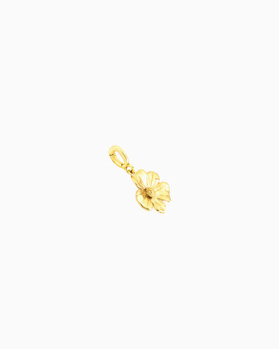 Gold flower clip-on charm with sculpted petal design