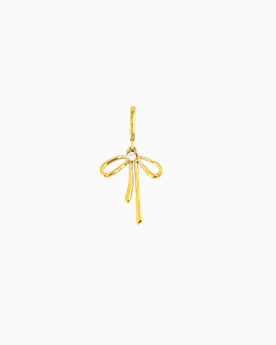 Gold bow clip-on charm with CZ detail