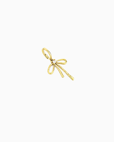 Gold bow clip-on charm with CZ detail