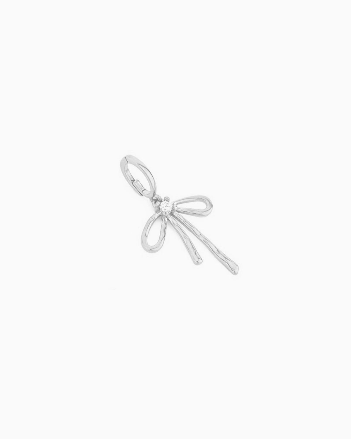 Silver  bow clip-on charm with CZ detail