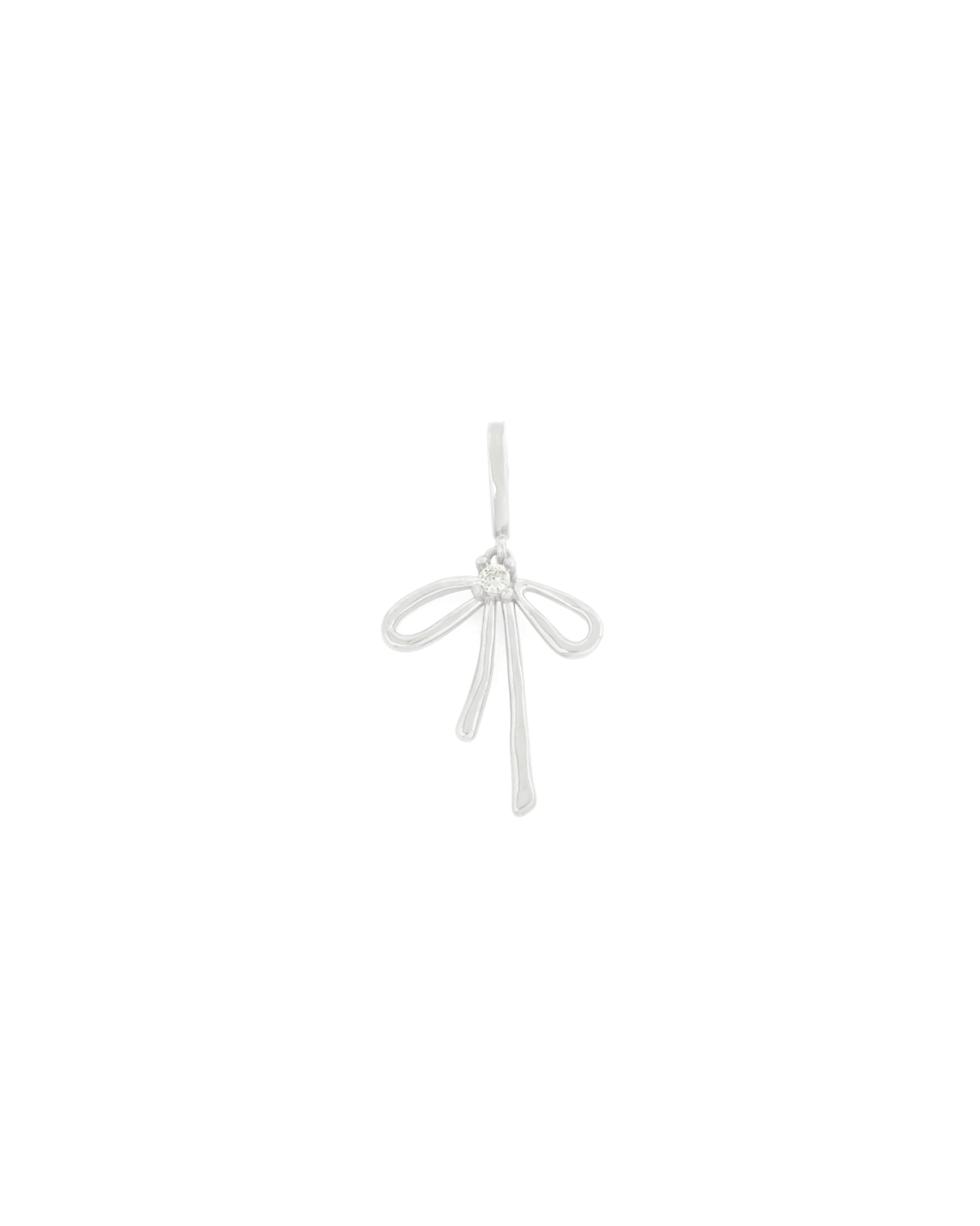 Silver  bow clip-on charm with CZ detail