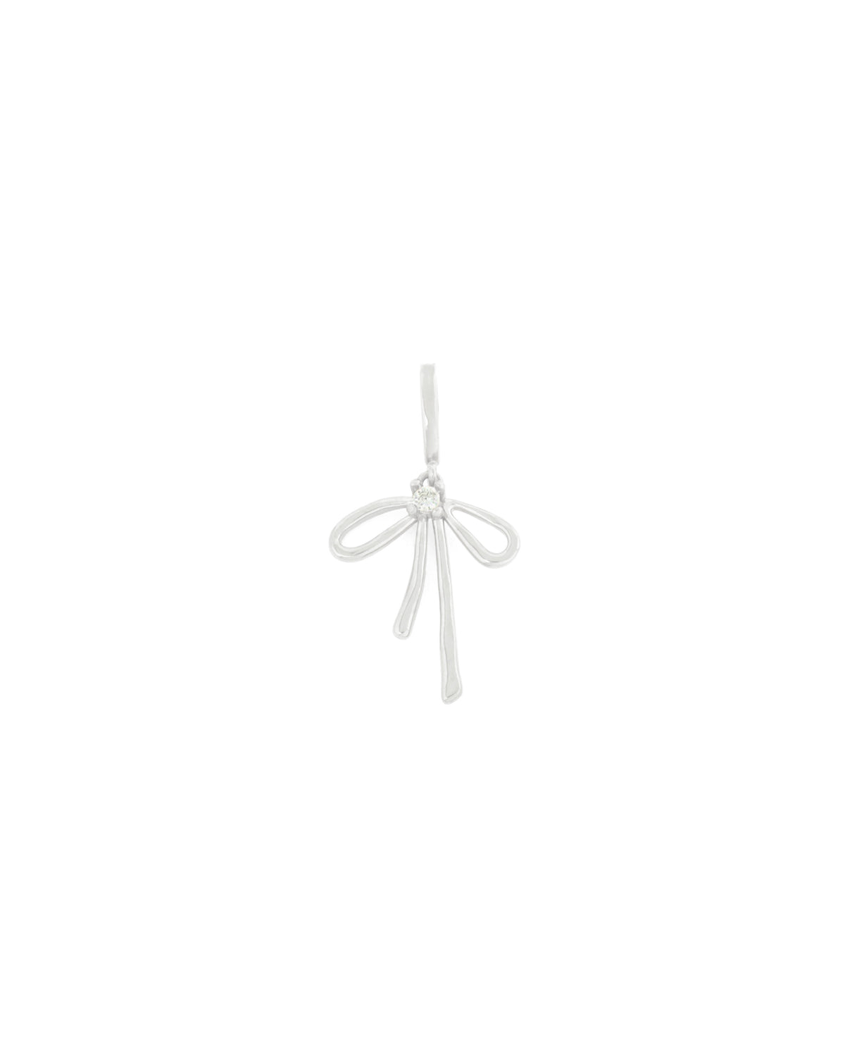 Silver  bow clip-on charm with CZ detail