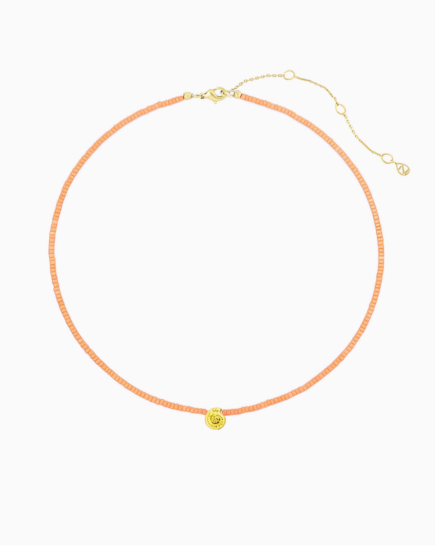 PEACH CORAL NAUTILUS BEADED CHOKER