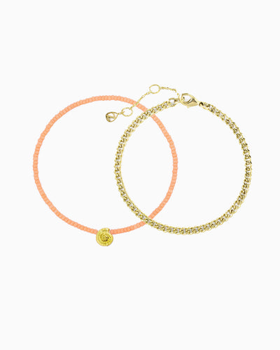 PEACH CORAL NAUTILUS BRACELET SET