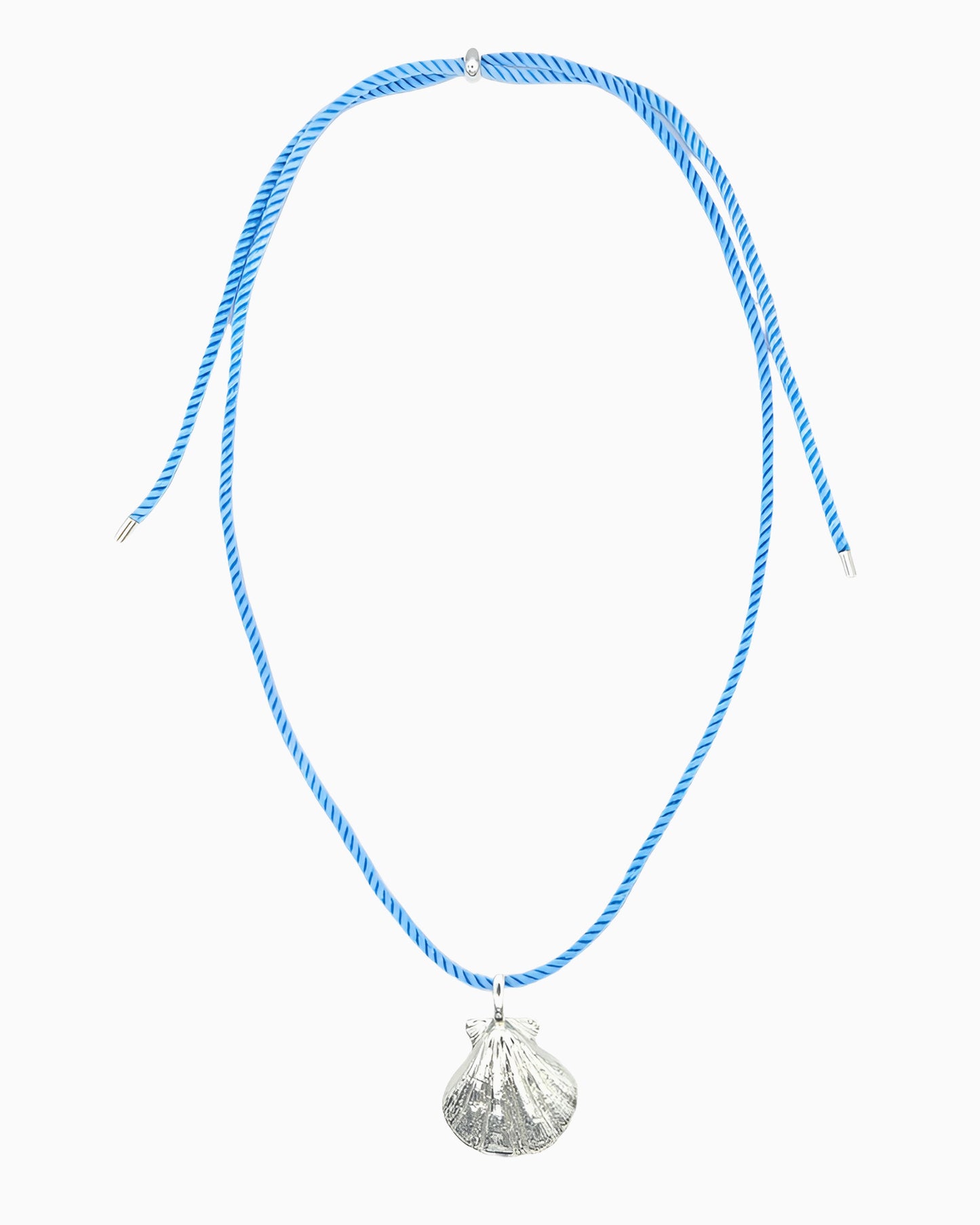 SEASHELL CORD CHARM NECKLACE-Light Blue