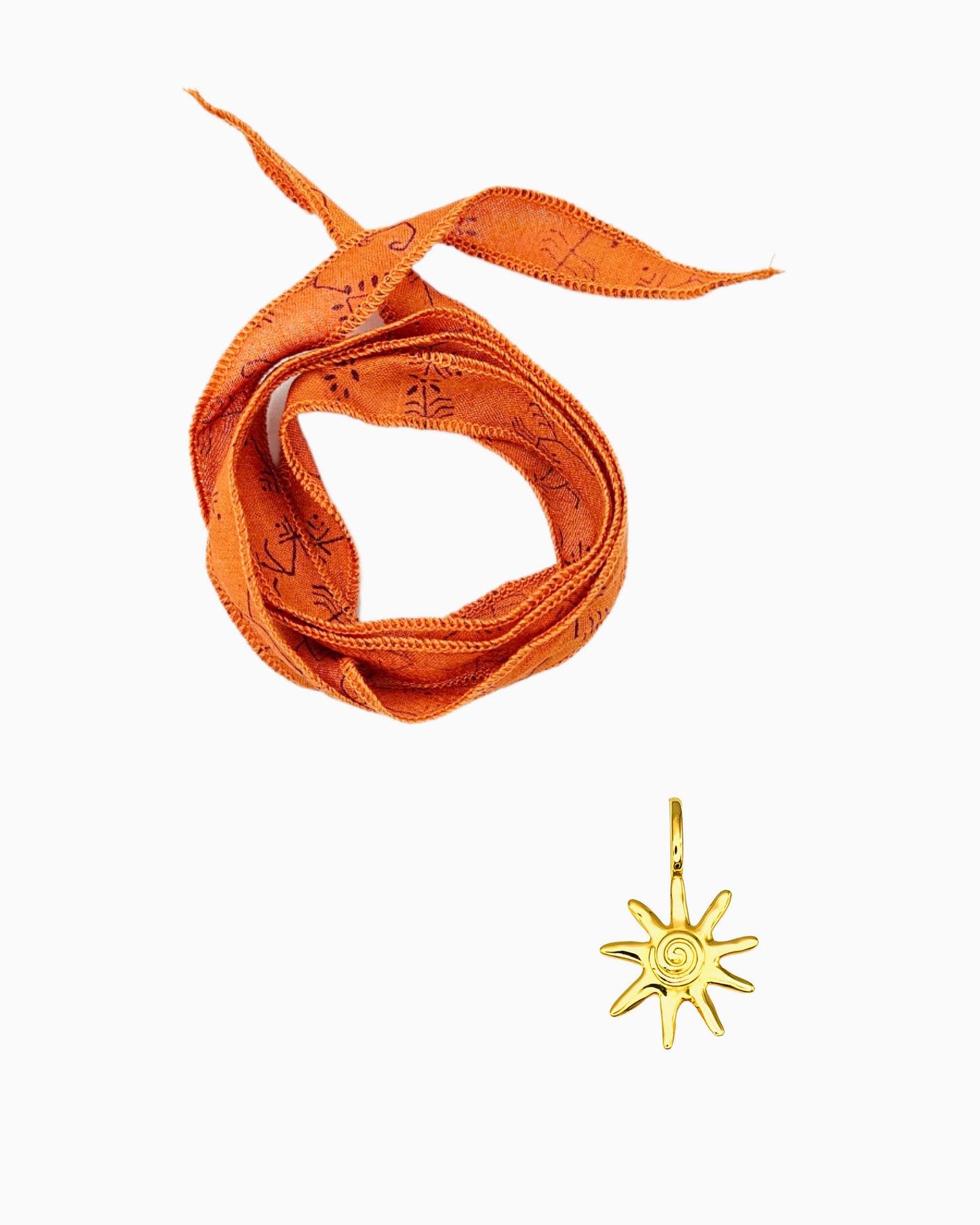 SILK RIBBON SUNRAY CHARM NECKLACE