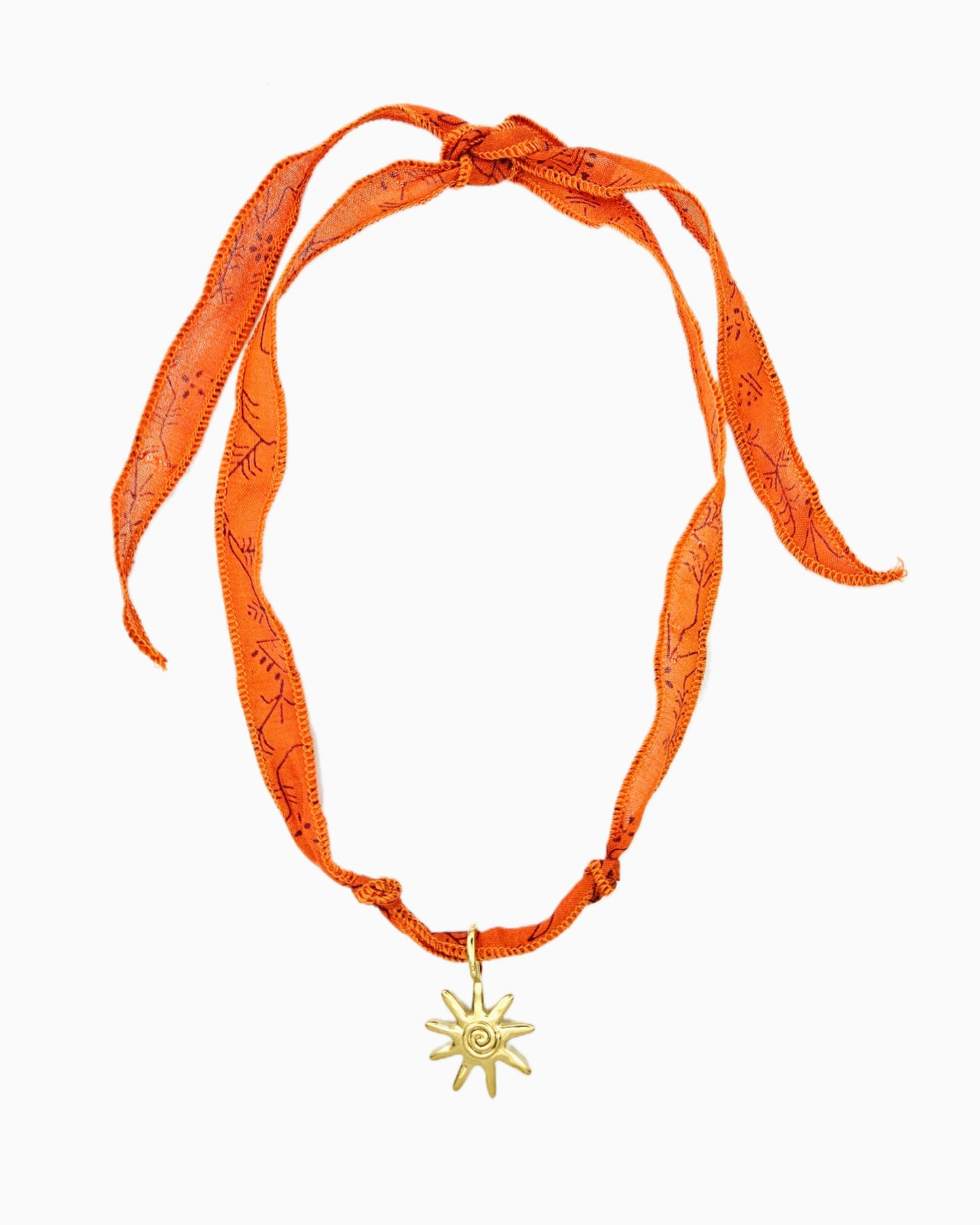 SILK RIBBON SUNRAY CHARM NECKLACE