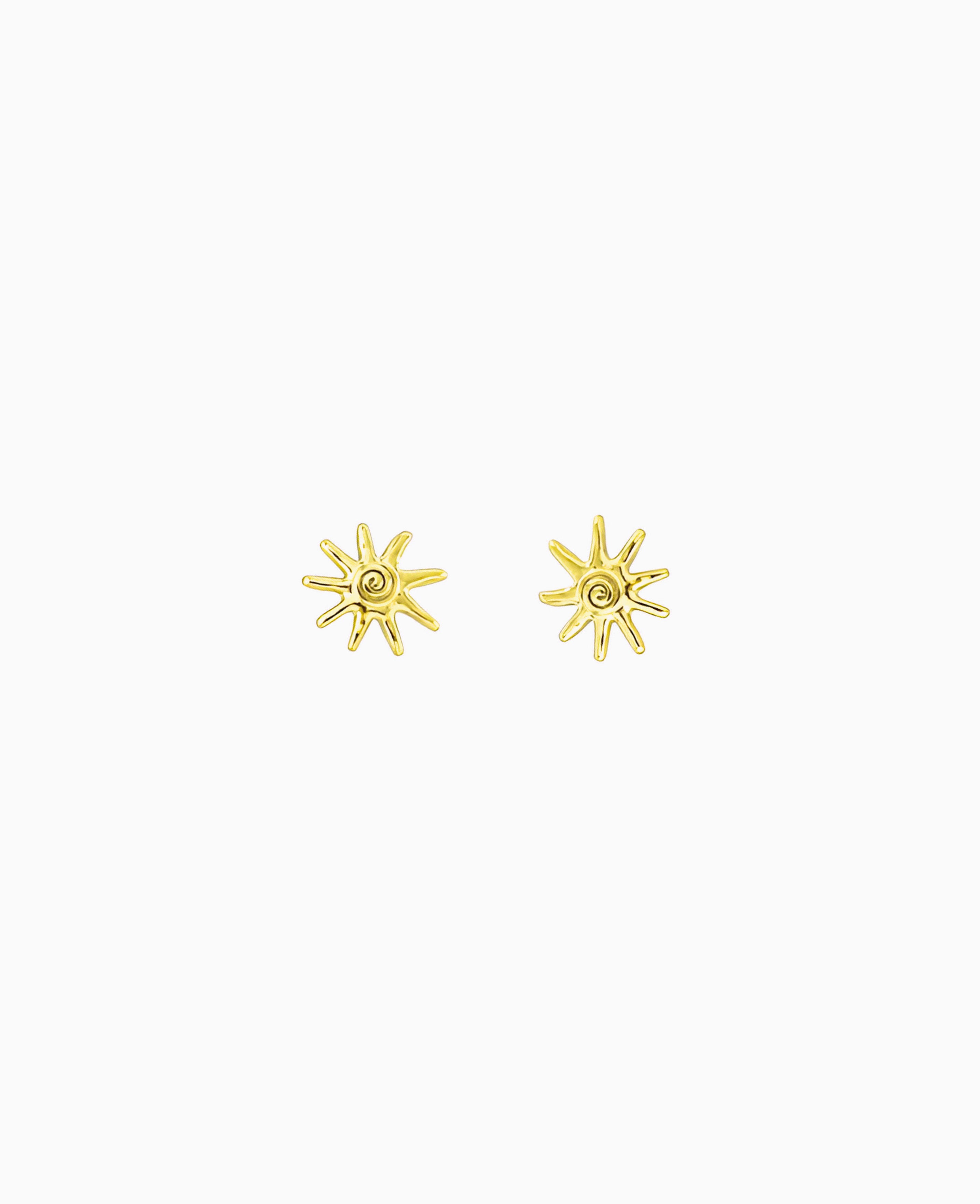 Gold sunray stud earrings with a polished finish