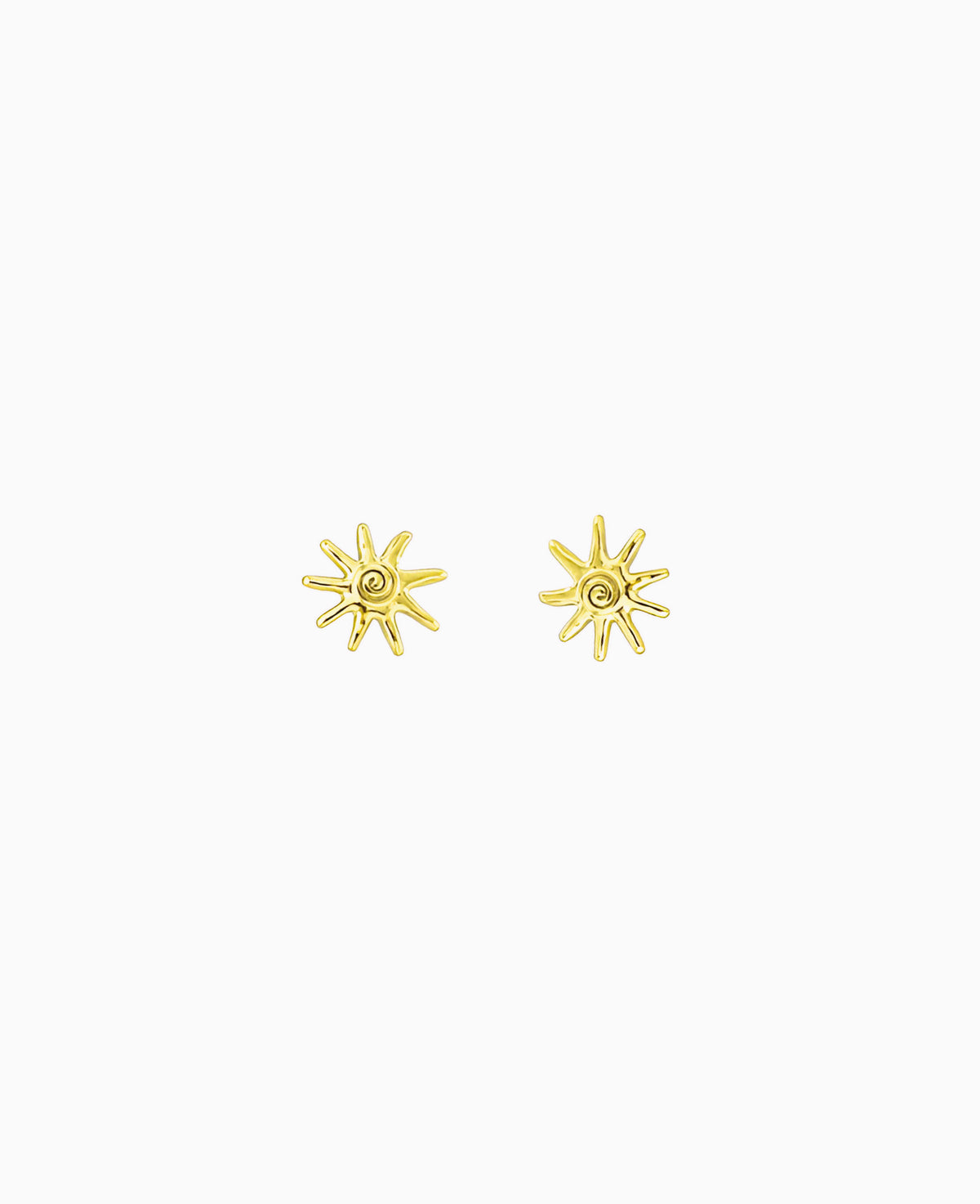Gold sunray stud earrings with a polished finish