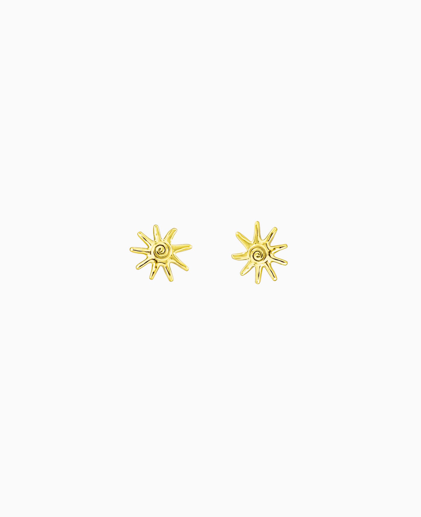 Gold sunray stud earrings with a polished finish