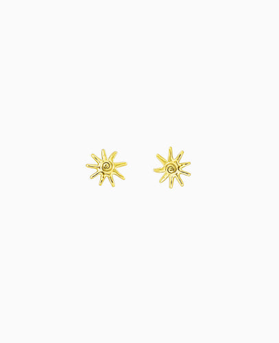 Gold sunray stud earrings with a polished finish