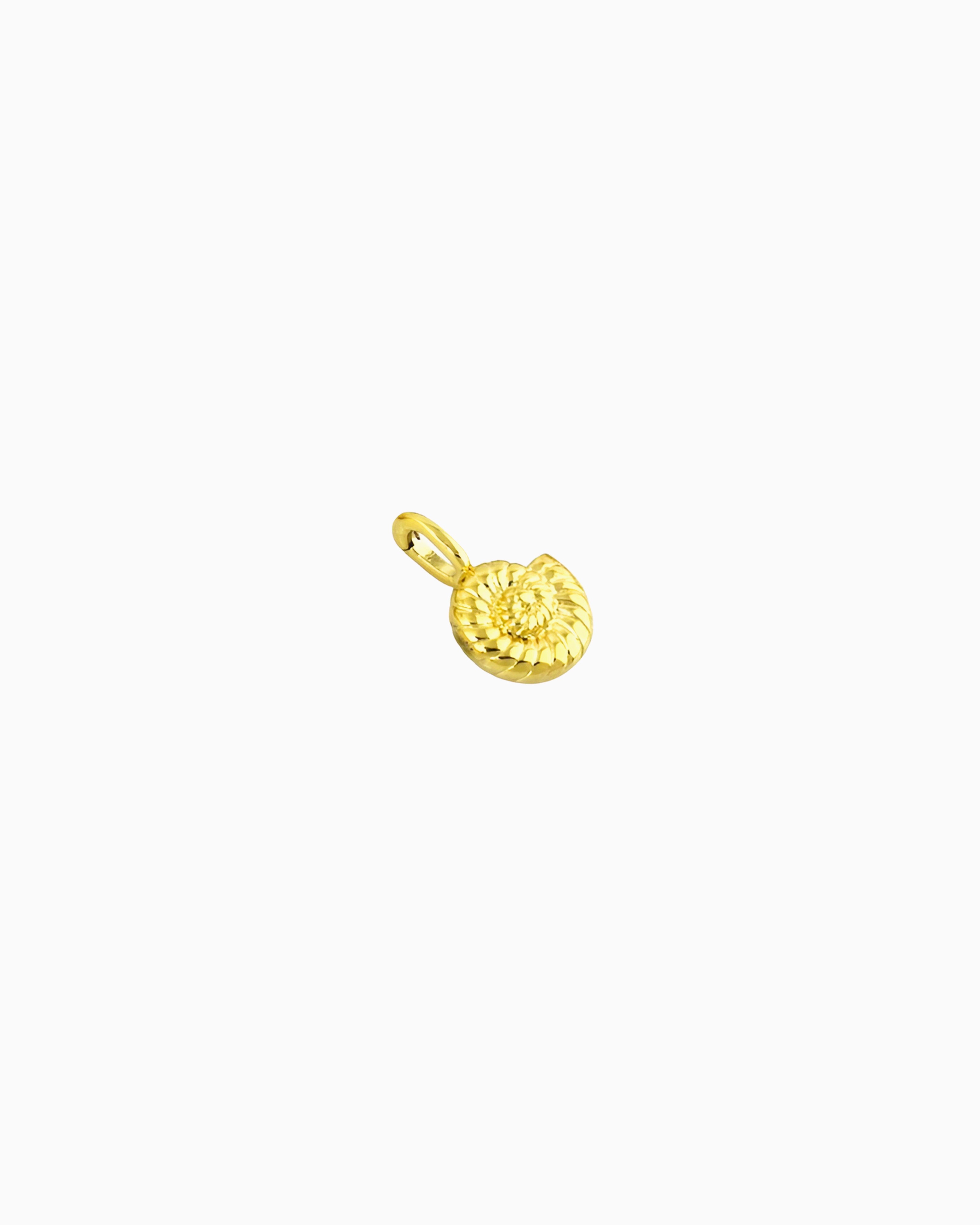 gold Nautilus Clip-On Charm featuring a detailed spiral shell design