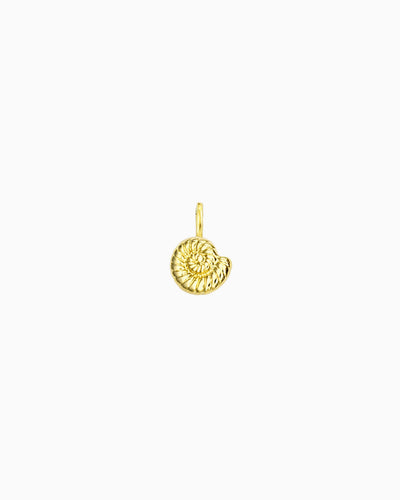gold Nautilus Clip-On Charm featuring a detailed spiral shell design