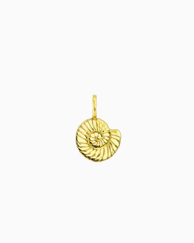 Gold Nautilus Clip-On Charm featuring a spiral shell-inspired design.