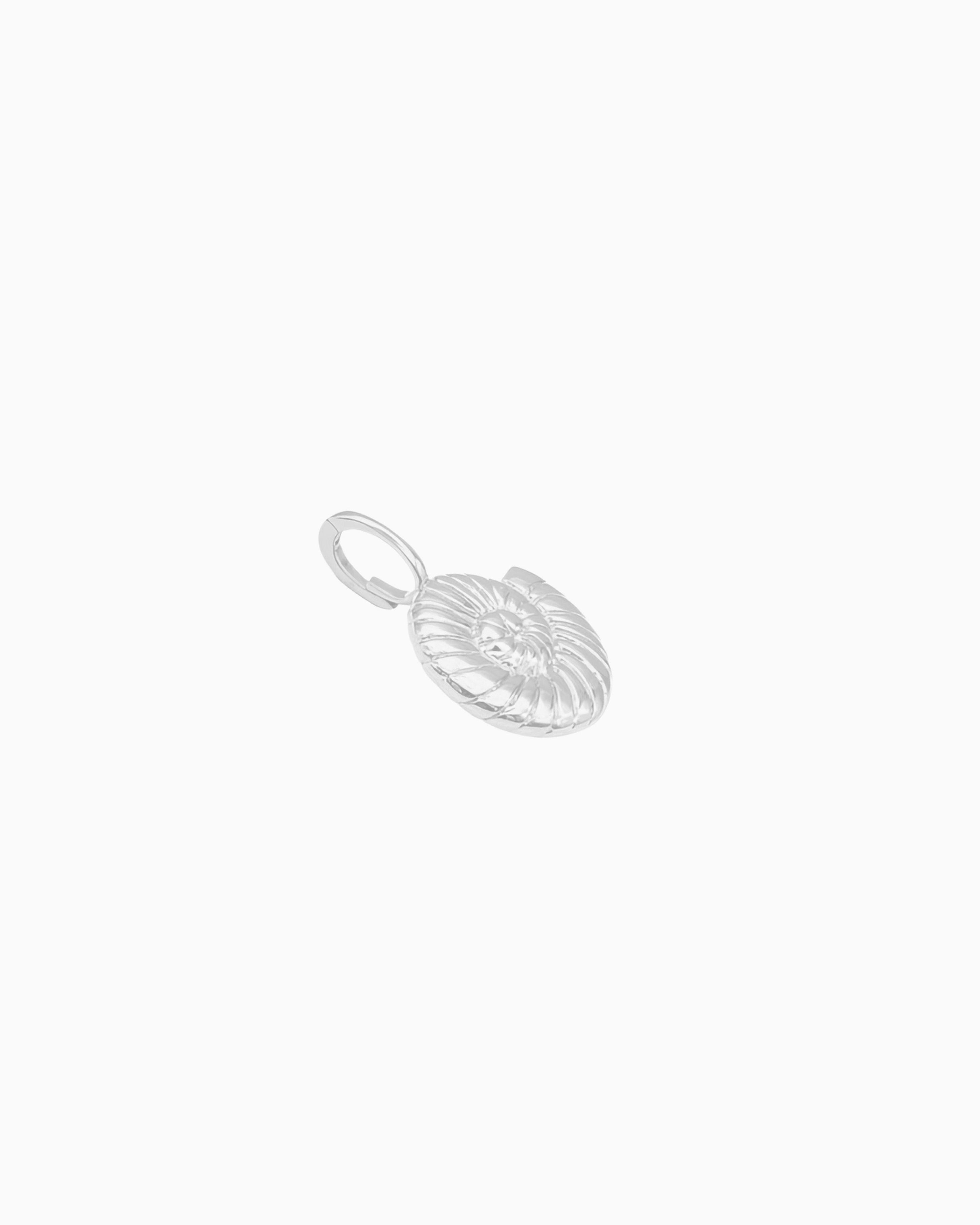 Silver Nautilus Clip-On Charm featuring a spiral shell-inspired design.