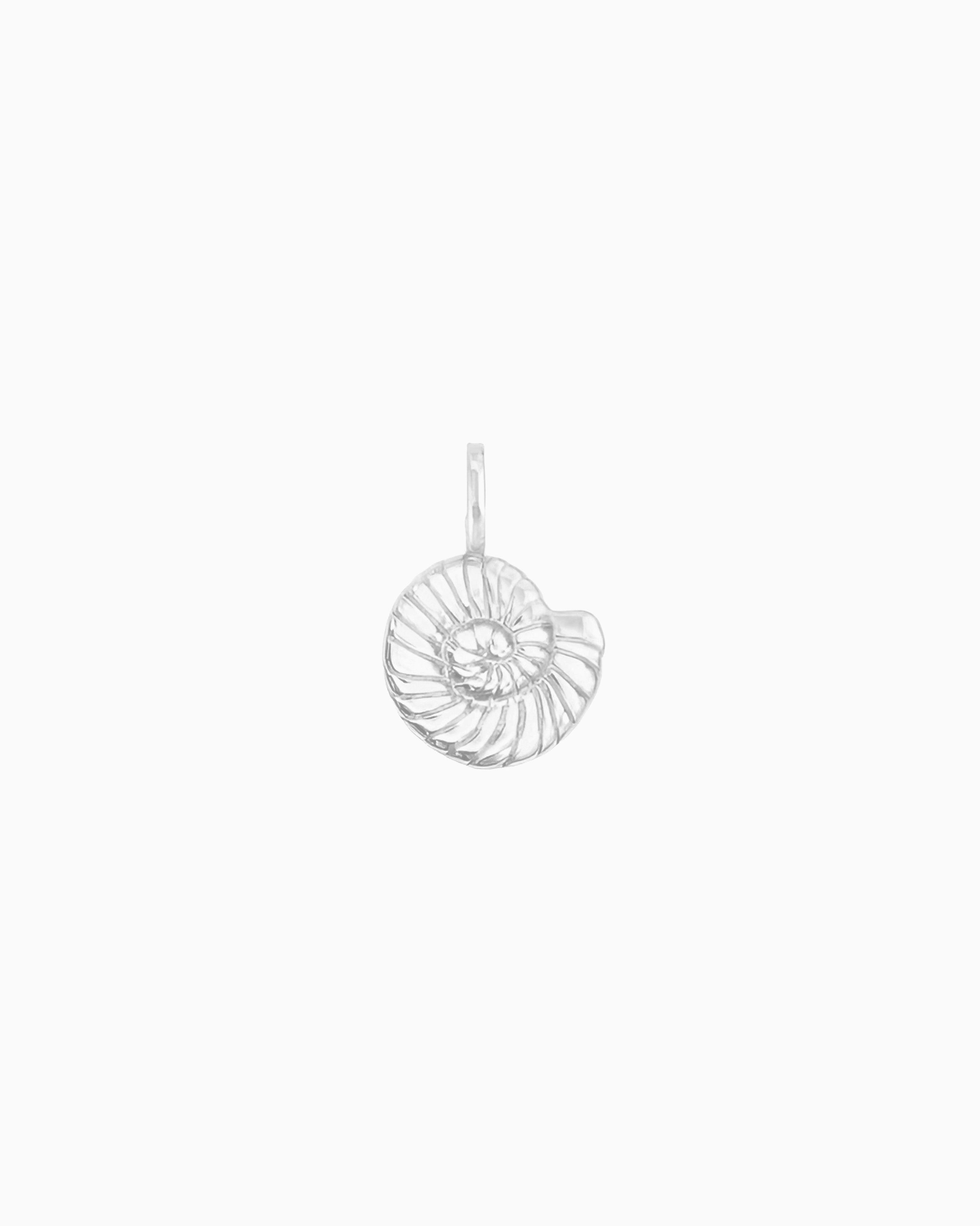 Silver Nautilus Clip-On Charm featuring a spiral shell-inspired design.