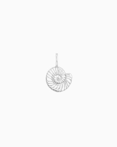 Silver Nautilus Clip-On Charm featuring a spiral shell-inspired design.