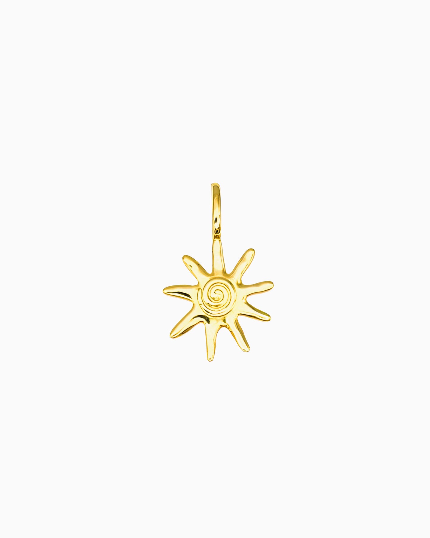 gold Sunray Clip-On Charm featuring a radiant sun-inspired design with textured ray details.