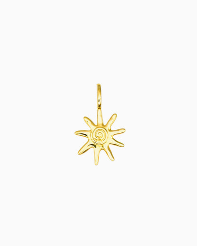 gold Sunray Clip-On Charm featuring a radiant sun-inspired design with textured ray details.