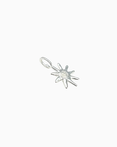 silver Sunray Clip-On Charm featuring a radiant sun-inspired design with textured ray details.