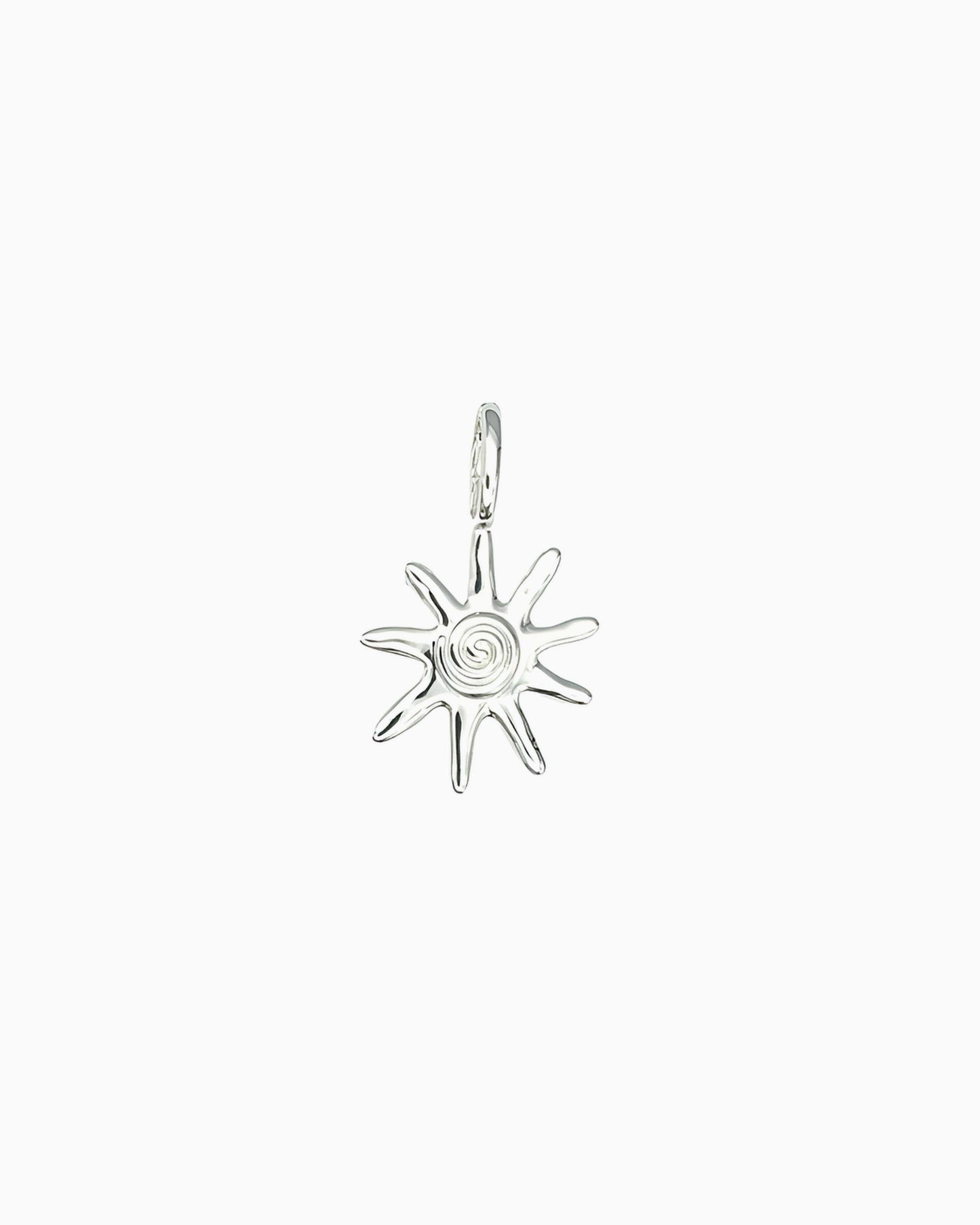 silver Sunray Clip-On Charm featuring a radiant sun-inspired design with textured ray details.