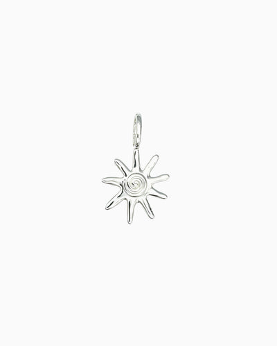 silver Sunray Clip-On Charm featuring a radiant sun-inspired design with textured ray details.