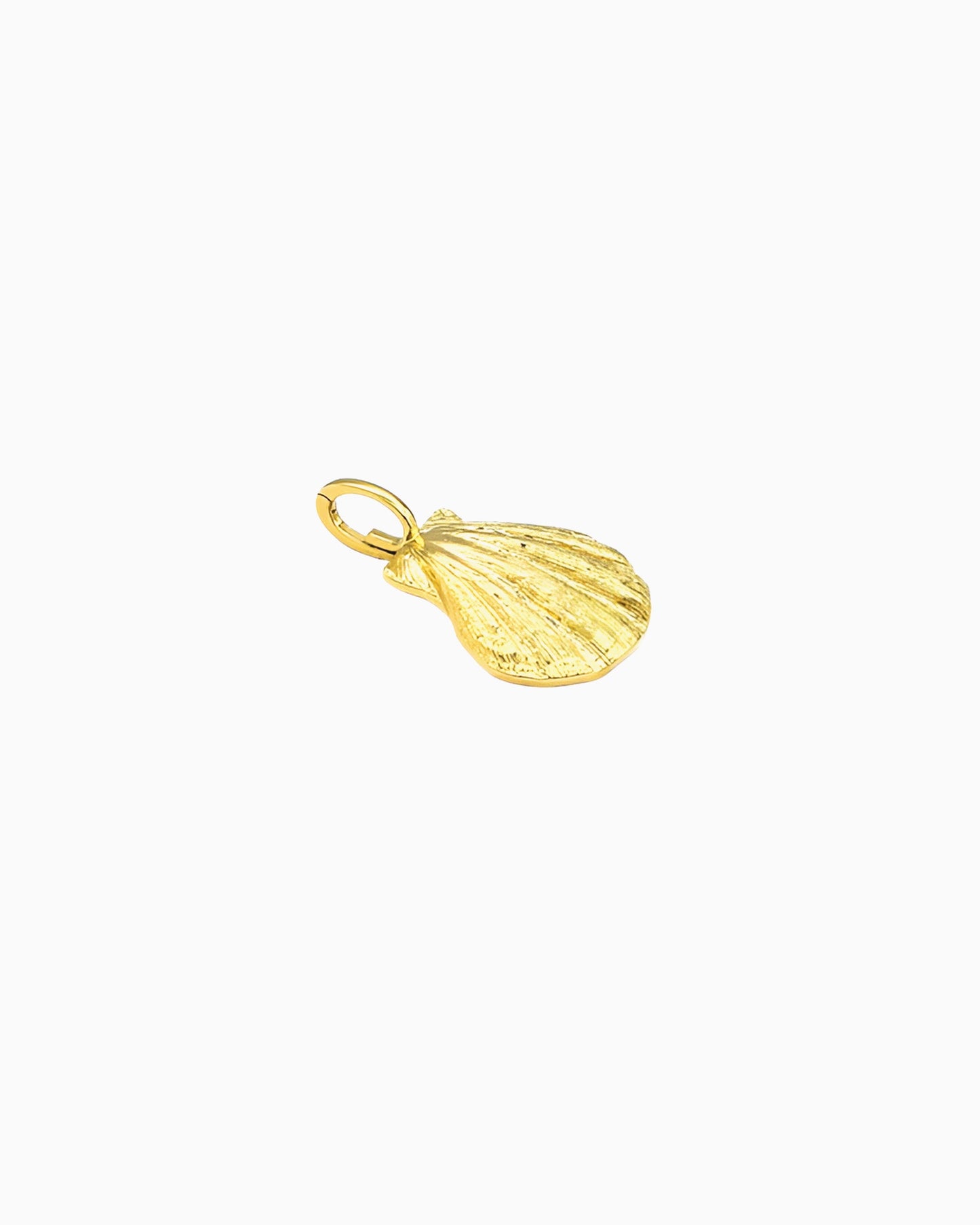 gold Scallop Shell Clip-On Charm with textured shell design