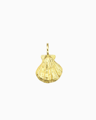 gold Scallop Shell Clip-On Charm with textured shell design