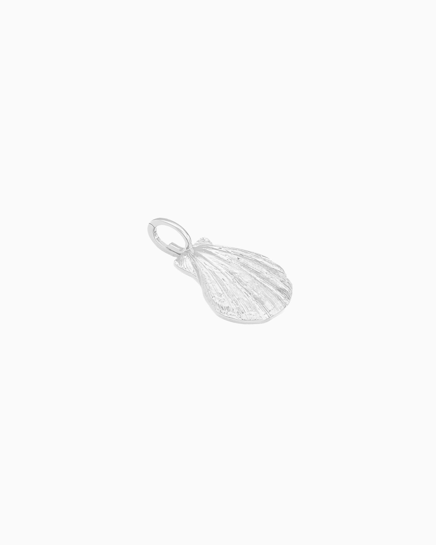 silver Scallop Shell Clip-On Charm with textured shell design