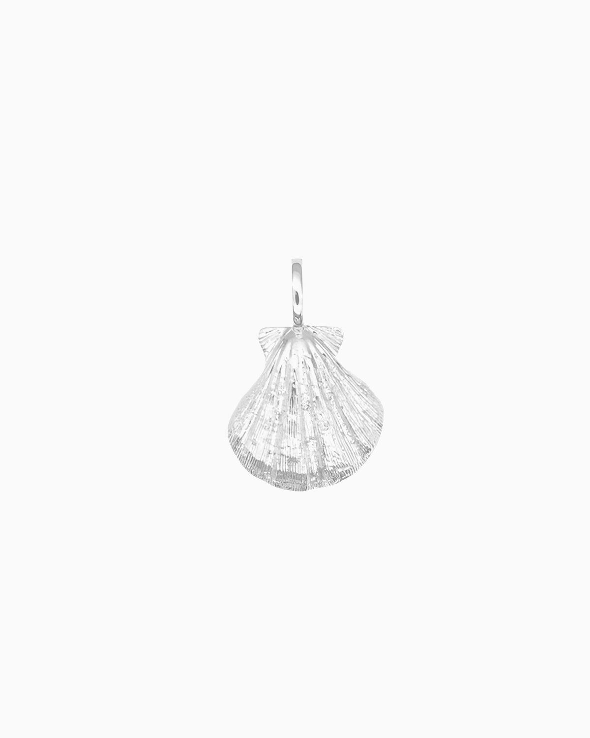 silver Scallop Shell Clip-On Charm with textured shell design