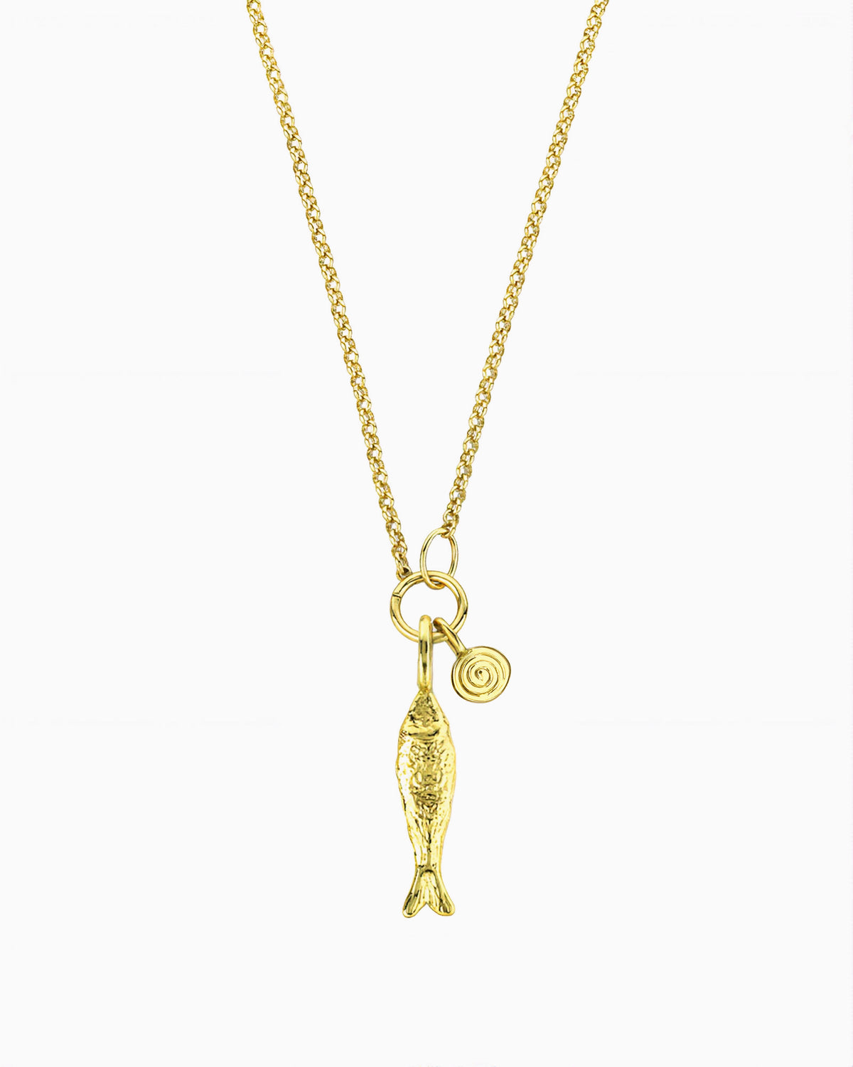 FORTUNE FISH & SPIRAL CHARM NECKLACE