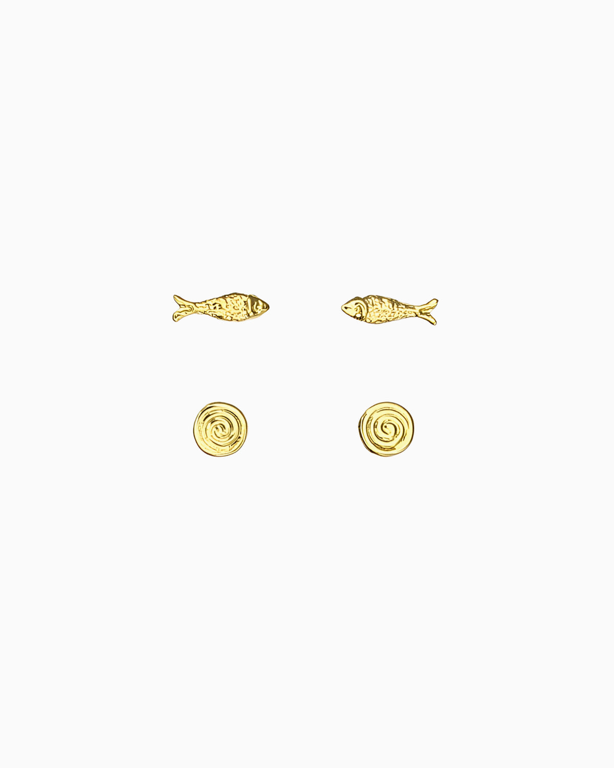 FISH & SPIRAL STUD EARRING SET