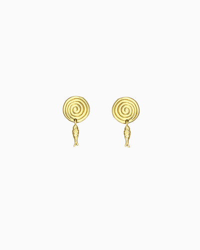 FORTUNE FISH & SPIRAL DROP EARRINGS