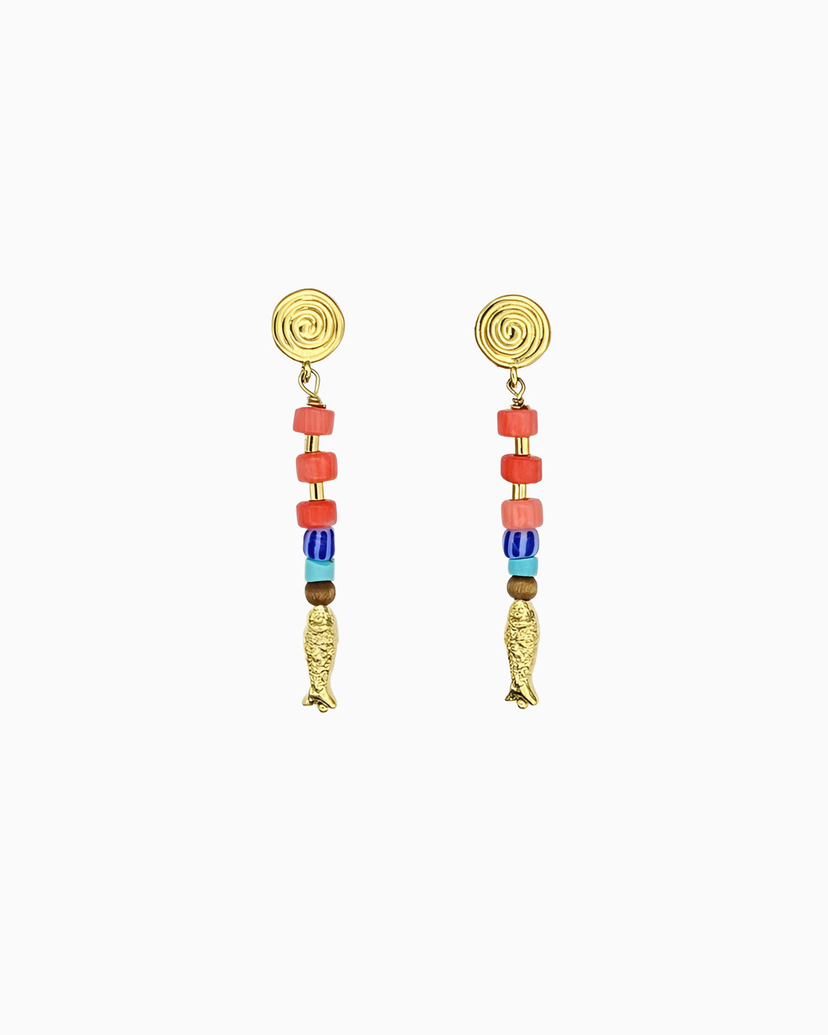 FREE SPIRIT FISH BEADED DROP EARRINGS