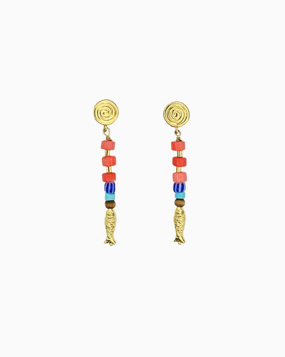 FREE SPIRIT FISH BEADED DROP EARRINGS