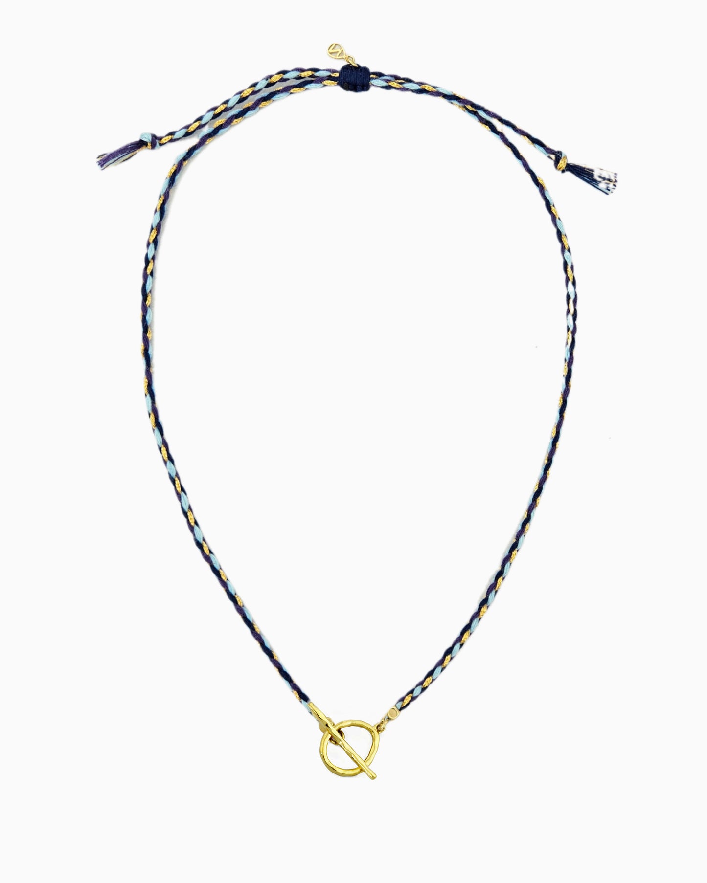 Hand-braided cord toggle necklace with an adjustable design for wearing as a choker or necklace, featuring a toggle ring for styling with ZoHaYo Clip-On Charms.