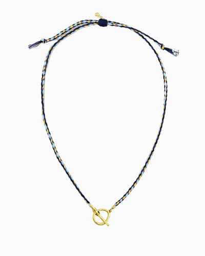 Hand-braided cord toggle necklace with an adjustable design for wearing as a choker or necklace, featuring a toggle ring for styling with ZoHaYo Clip-On Charms.