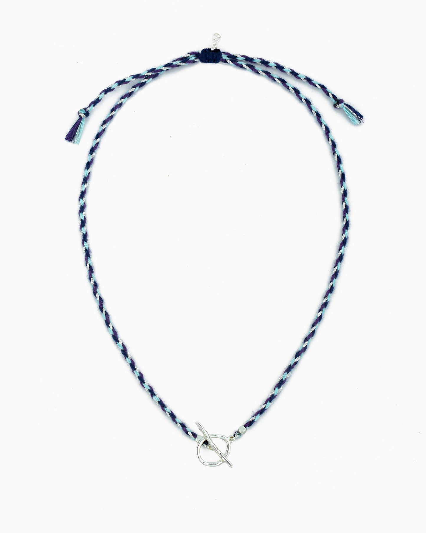 HAND-BRAIDED CORD TOGGLE NECKLACE-Ocean Breeze