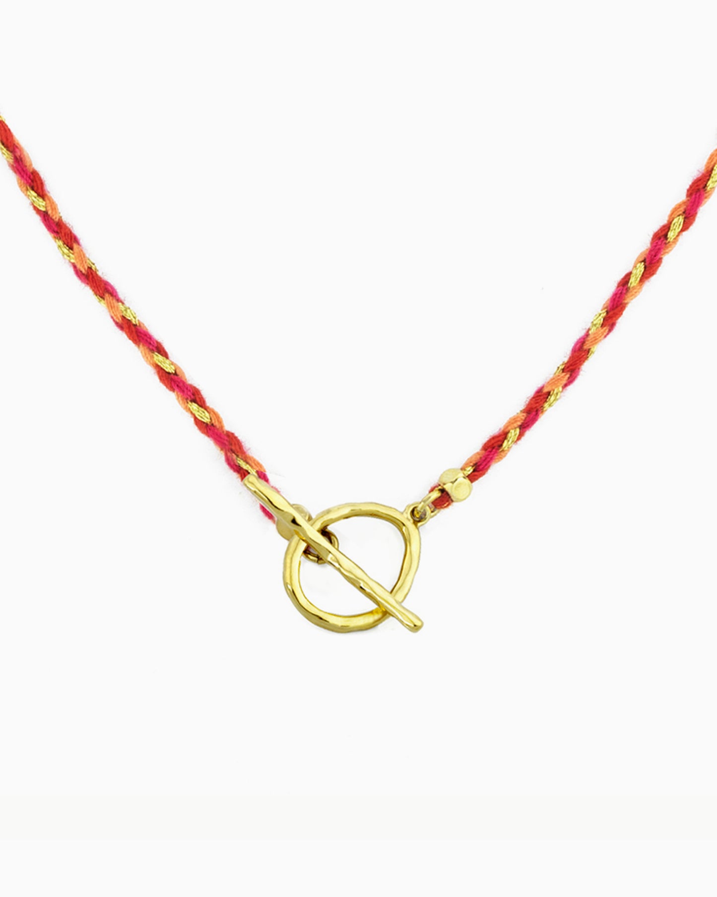 HAND-BRAIDED CORD TOGGLE NECKLACE-Tropical Punch