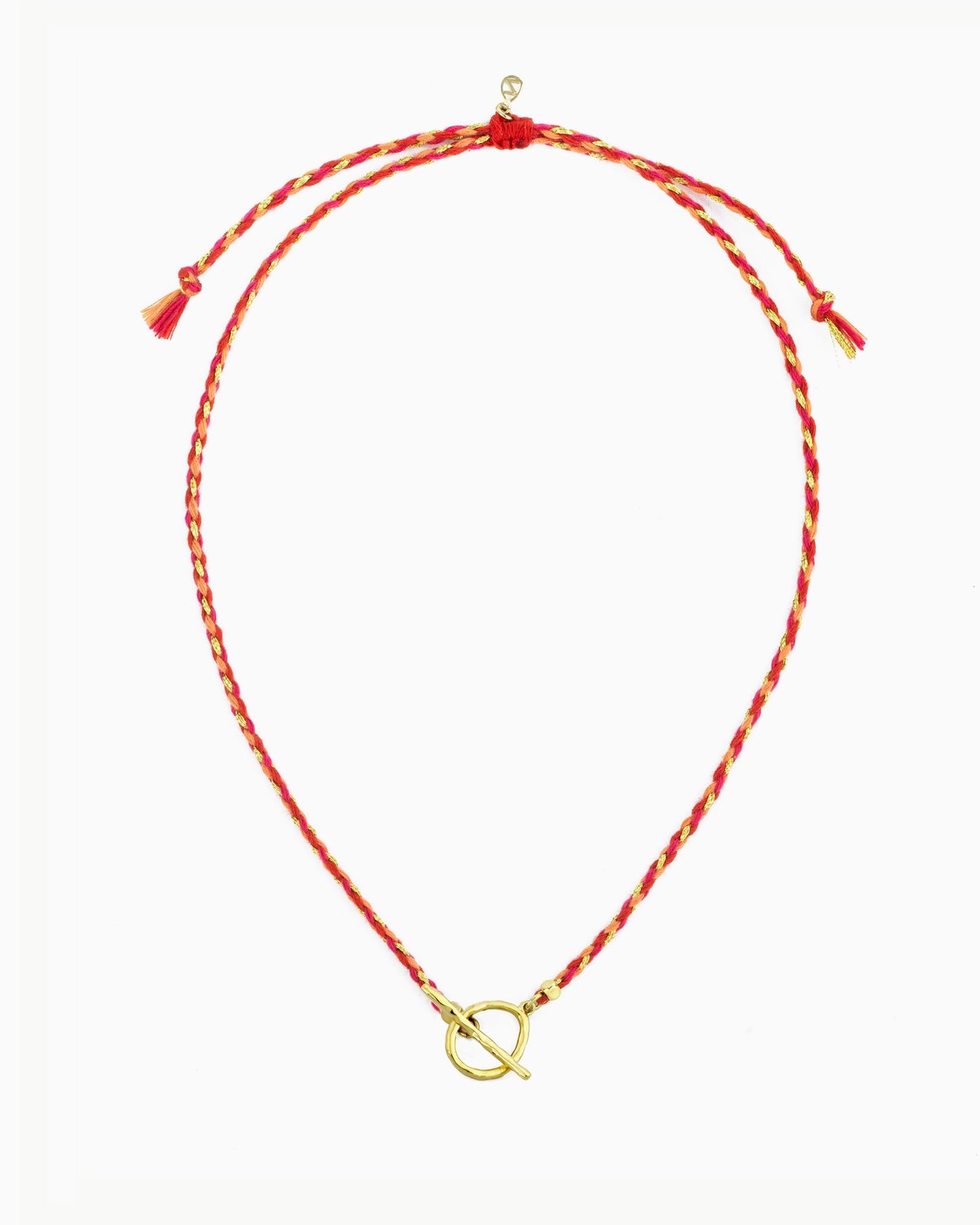 HAND-BRAIDED CORD TOGGLE NECKLACE-Tropical Punch