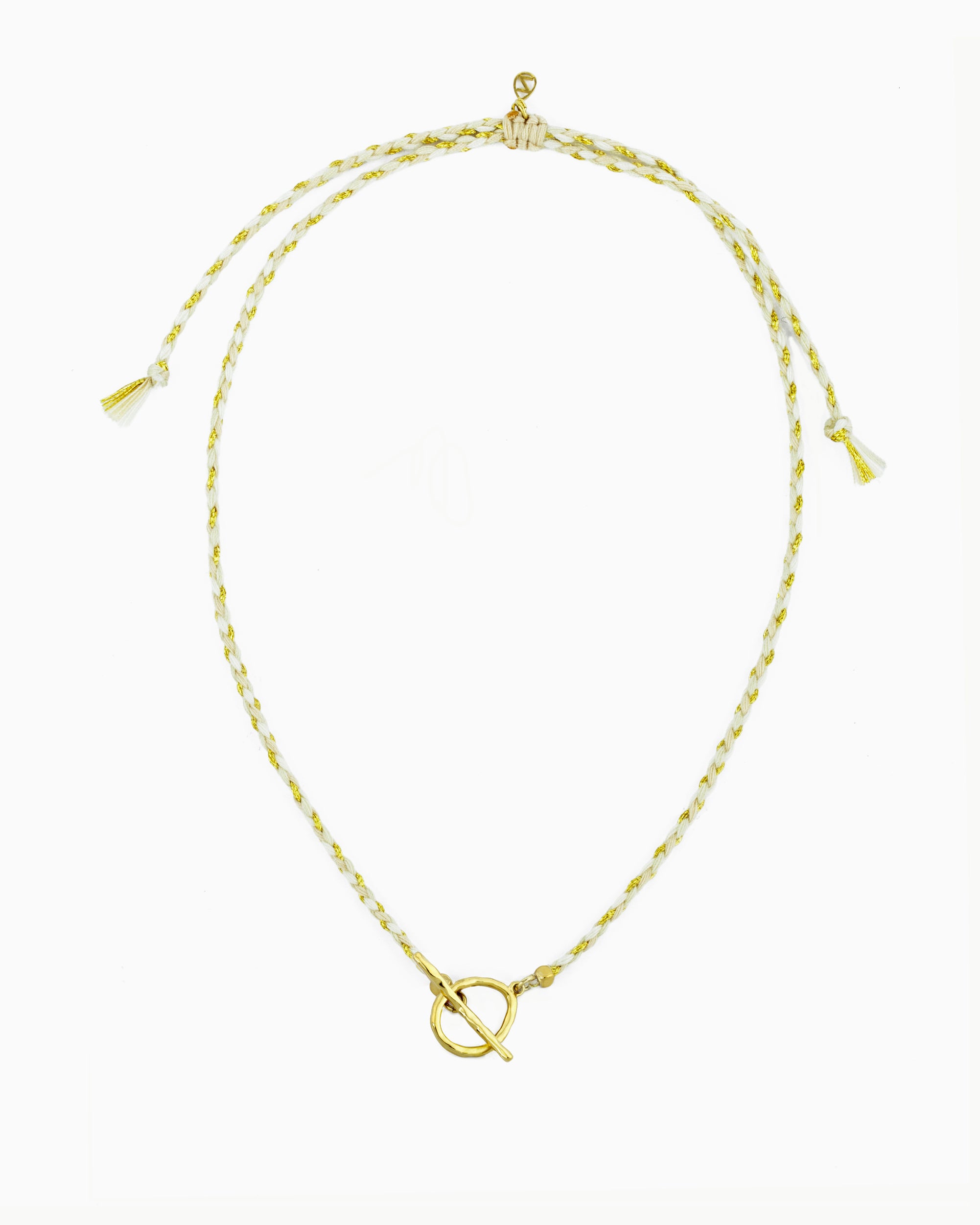 Hand-braided cord toggle necklace with an adjustable design for wearing as a choker or necklace, featuring a toggle ring for styling with ZoHaYo Clip-On Charms.