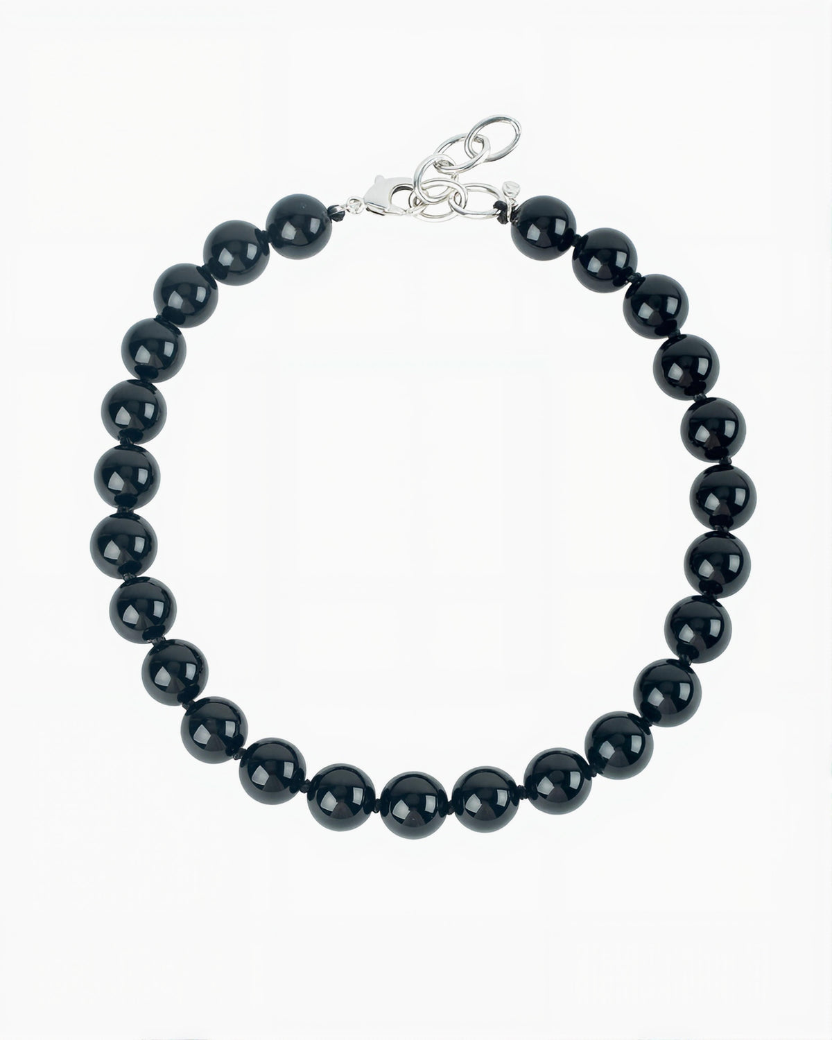 GEMSTONE BEAD NECKLACE-Black Agate